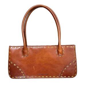 BCBG Maxazria Designer Leather Stitched Clutch Handbag Purse